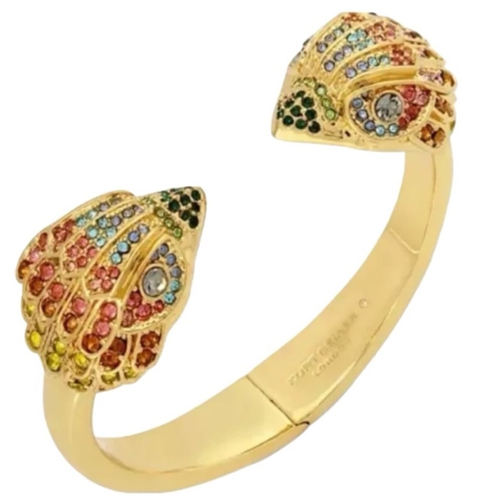 Kurt Geiger London Multicolor Crystal Pavè Eagle Head Gold-tone Hinge Bangle
